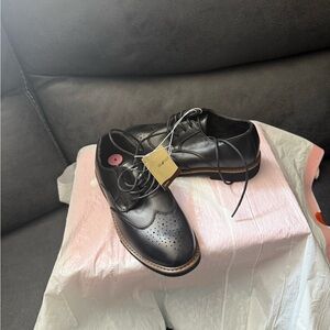 Men's Black Leather Brogue Derbys with Contrast Welt